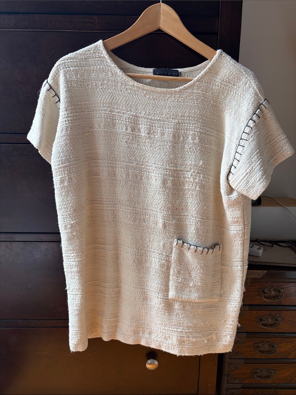 Hatch maternity Short-Sleeve Textured dress with Pocket